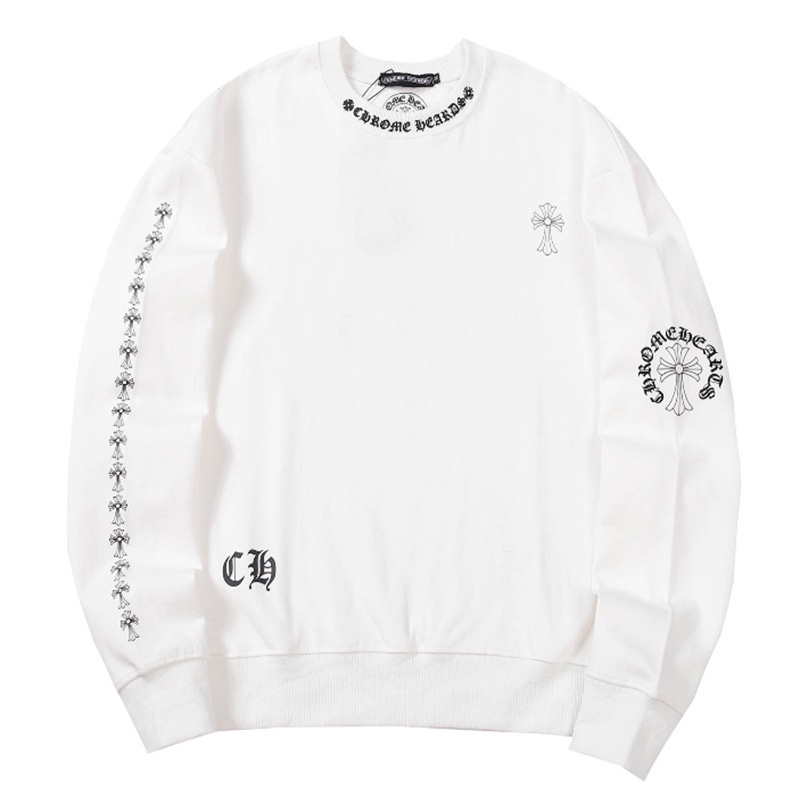 Áo Nỉ Tay Dài Cổ Tròn In Hình Chrome Hearts Thời Trang