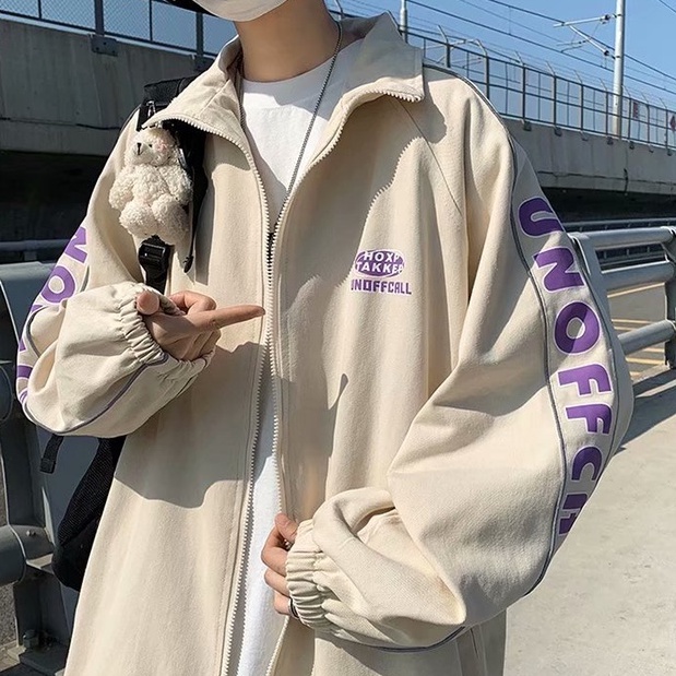Áo Khoác Bomber Dáng Rộng In Chữ Thời Trang Hàn Quốc Cá Tính Cho Nam Nữ