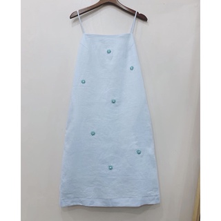 Đầm linen tưng premium xanh nhạt thêu tay hoa rơi xinh xắn
