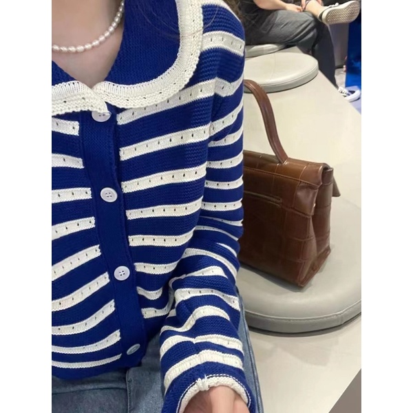 Áo Khoác cardigan Dệt Kim Tay Dài Hoạ Tiết Kẻ Sọc Thời Trang Mùa Thu Cho Phái Nữ