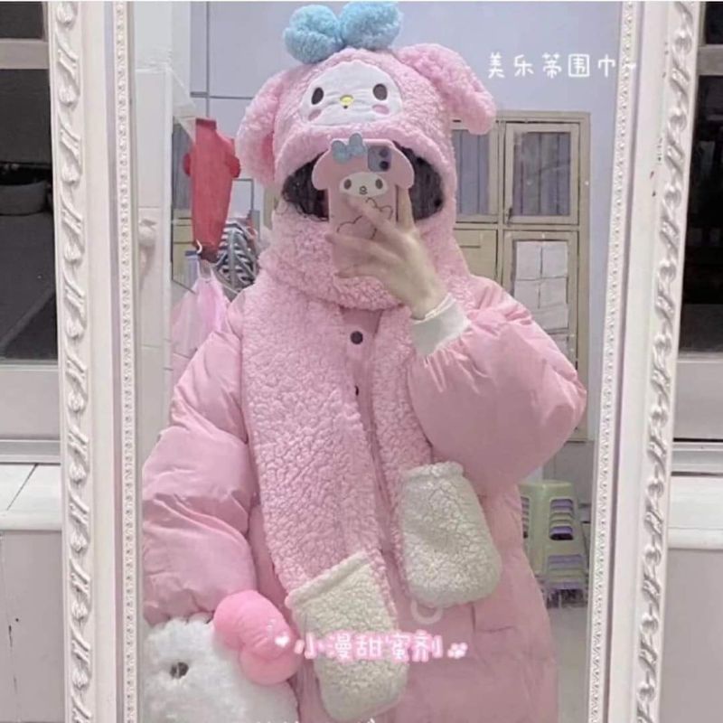 Mũ giữ ấm kuromi, cinnamoroll, melody siêu dễ thương