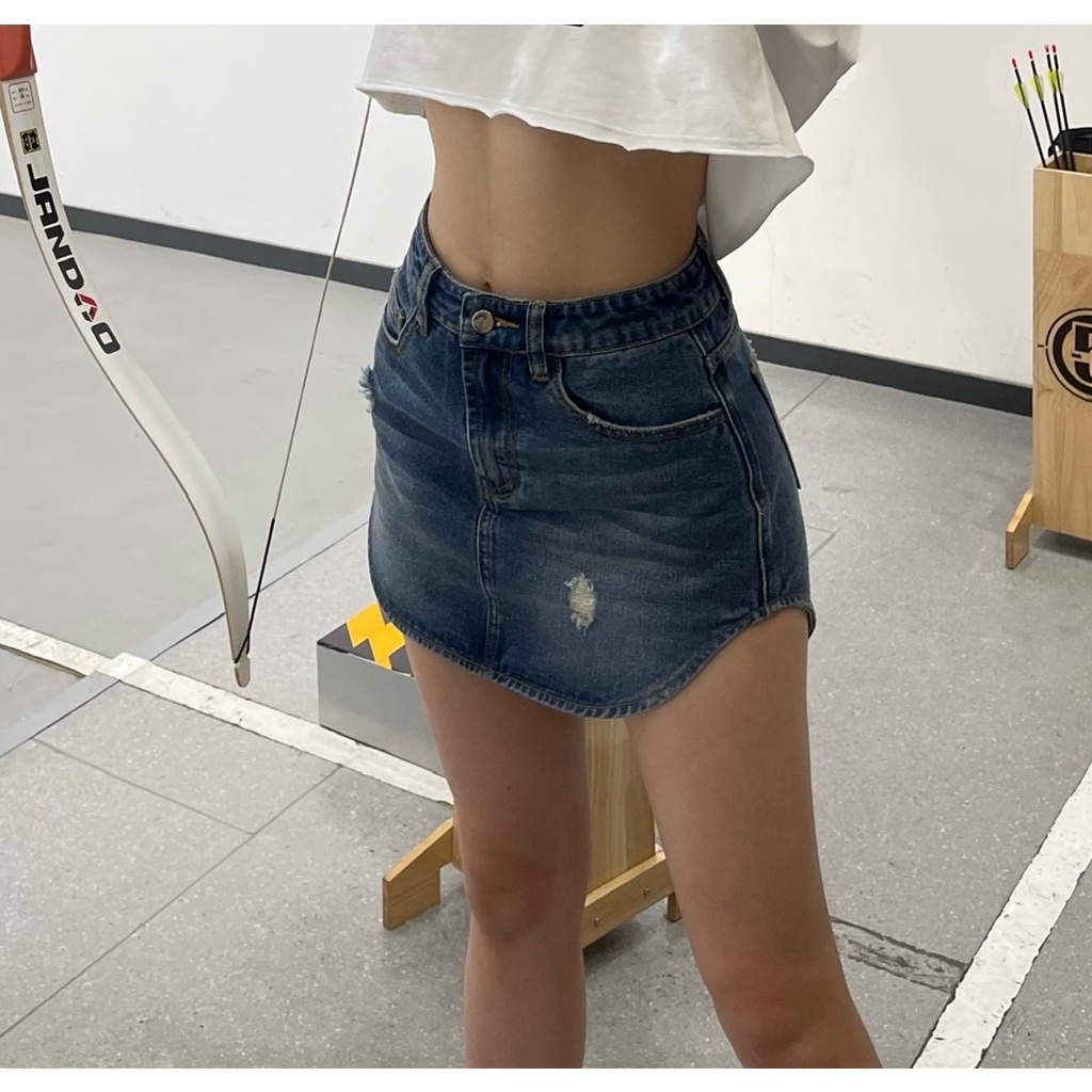 Chân Váy Denim Rách Thời Trang Dành Cho Nữ