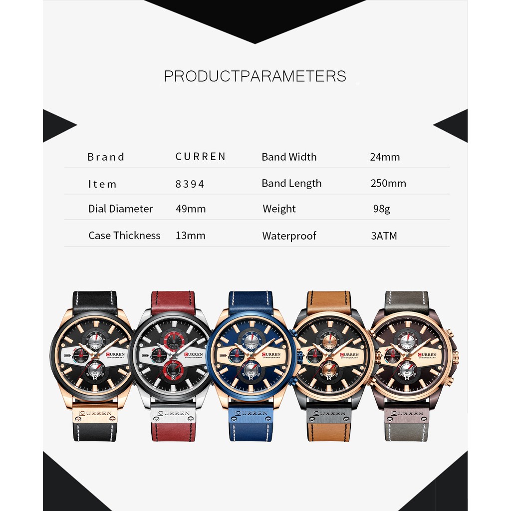 Đồng Hồ Quartz CURREN Chống Thấm Nước 8394 XS
