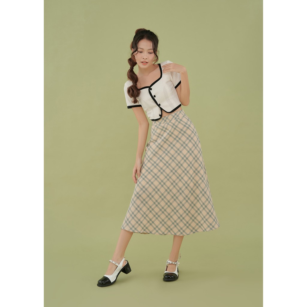 Chân váy xòe xéo dài qua gối Checker Skirt By Gum | BigBuy360 - bigbuy360.vn