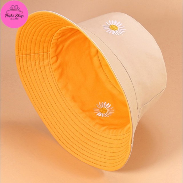 [HÀNG MỚI VỀ]Mũ Bucket KaKi 2 Mặt Hình Hoa Cúc Cho Nữ Mẫu Mới Nhất