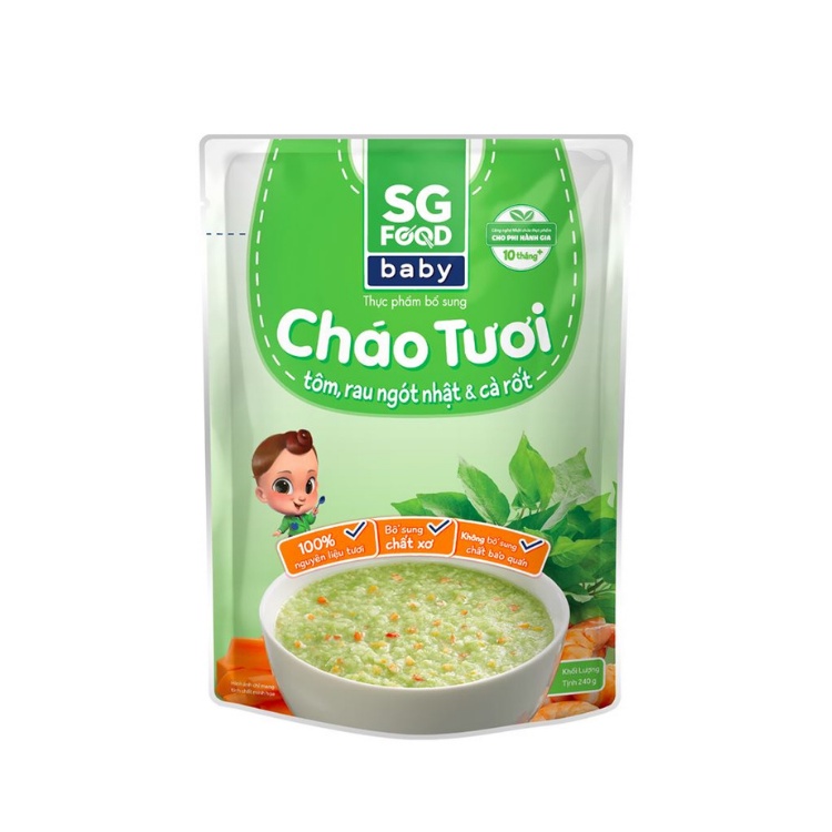 Thùng 30 gói cháo tươi Sài Gòn food dành cho bé 10 tháng (đủ vị)