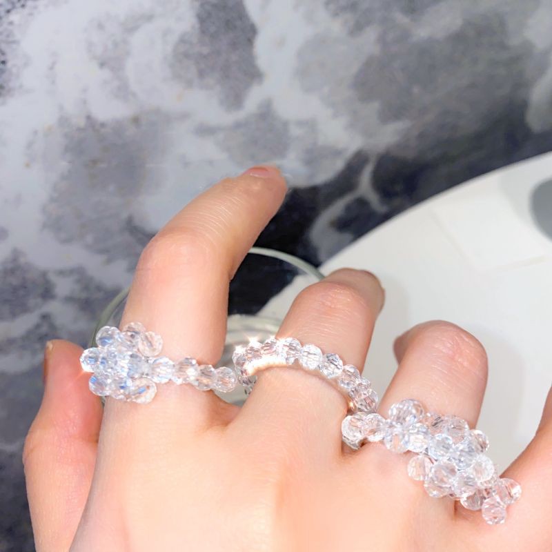 Nhẫn hạt đa giác trong suốt cực sang mã SS-079904