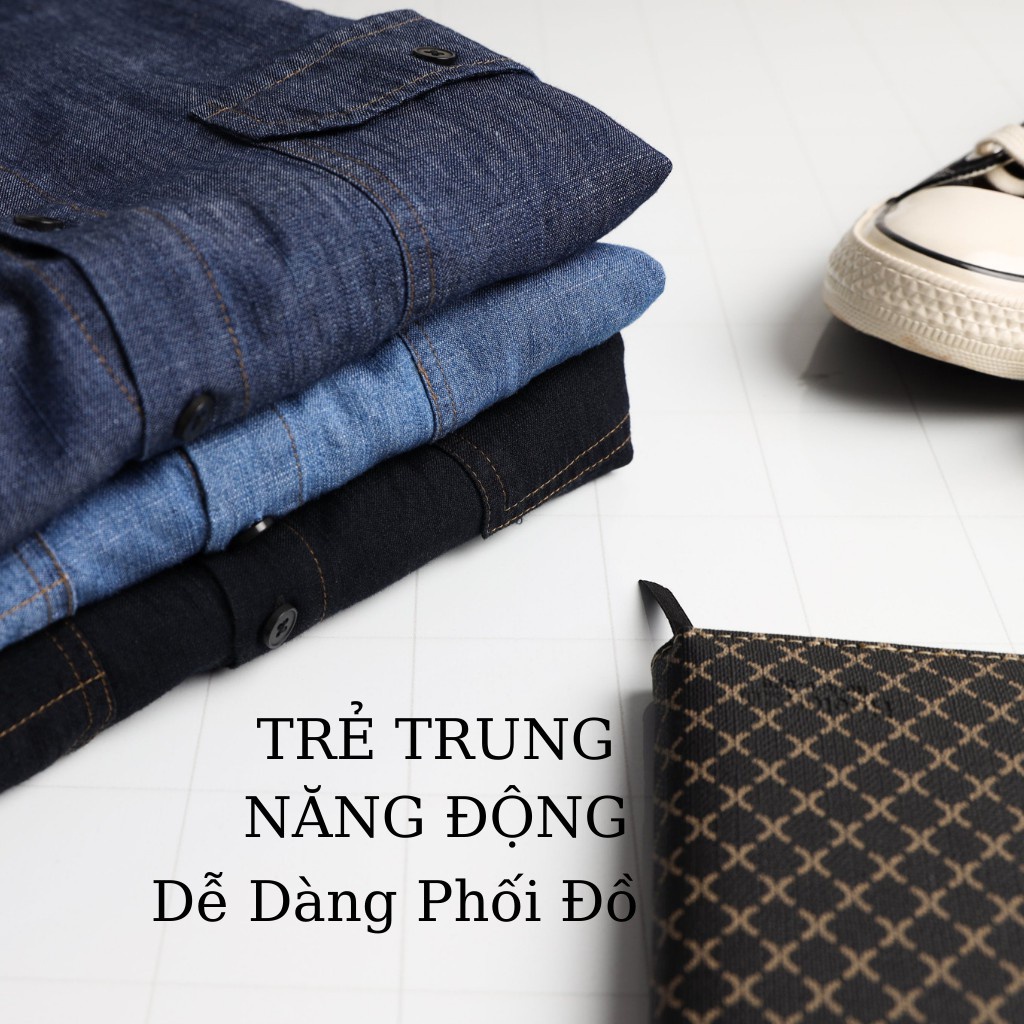 Áo Sơ Mi Jean Demin Nam Tay Dài Áo Khoác Denim Nam Giả Bỏ Giả Jean Mỏng Mát Hàng Cao Cấp  -SMDN -GUSTA