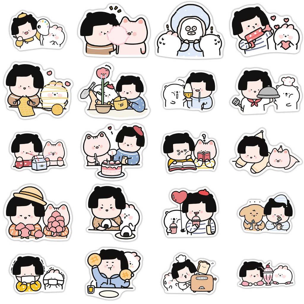 Sticker dán mũ bảo hiểm chống nước hoạt hình cute, hình dán laptop, điện thoại, vali sét 40 miếng phong cách Nhật Bản