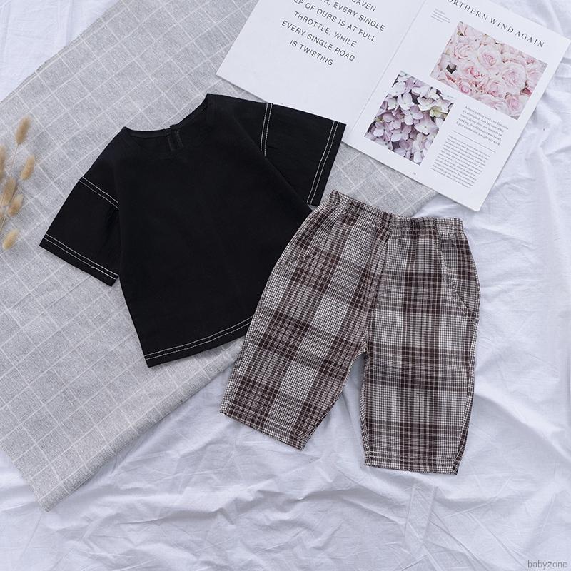 Bộ Áo Thun + Quần Cotton Kẻ Sọc Xinh Xắn Cho Bé