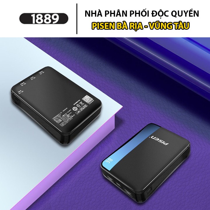 Sạc Dự Phòng Pisen Skew Led 10000mAh Hiển Thị Màn Hình Led (BL-D26LS) -  [BẢO HÀNH 18 THÁNG]