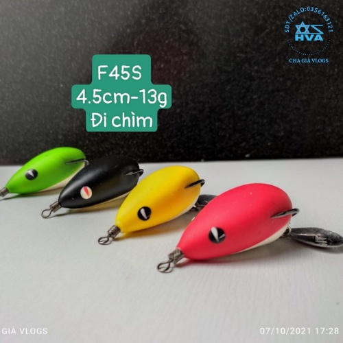 Mồi lure nhái hơi  F35 -f45s-f45  chuyên săn lóc,vược mú hanh siêu nhậy