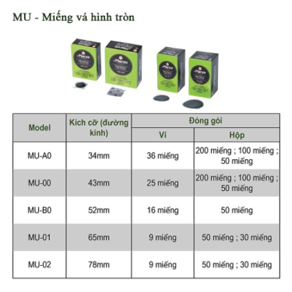 Miếng vá dùng cho lốp không săm MU-A0 - Maruni, Nhật bản