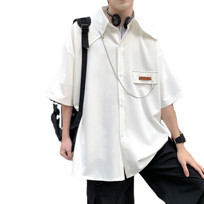 Áo sơ mi tay ngắn màu xanh dương Klein thời trang nam dễ phối đồ