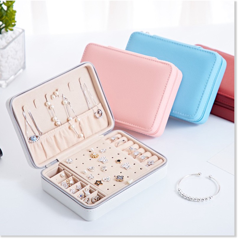 Hộp đựng Trang sức   GIÁ VỐN]   Hộp đựng nhẫn, dây chuyền, trang sức - Chất liệu Da pu chống thấm 17x12x5cm 9505