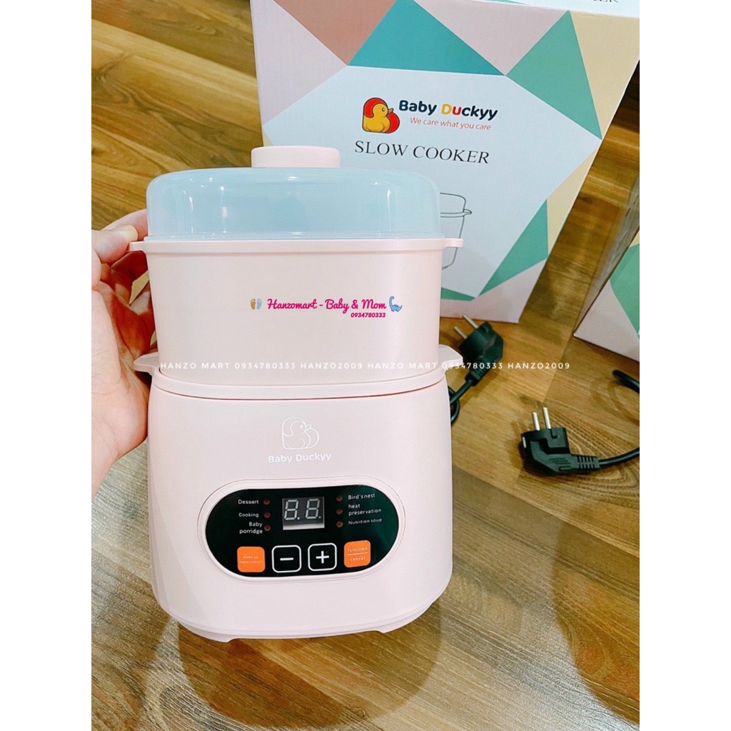 Nồi Nấu Cháo Chậm Cho Bé Baby Duckyy, Hầm Cháo Chậm, Ninh Đa Năng Cho Bé_Baby Duckyy KALI 001 0.8L_Kèm Lồng Hấp