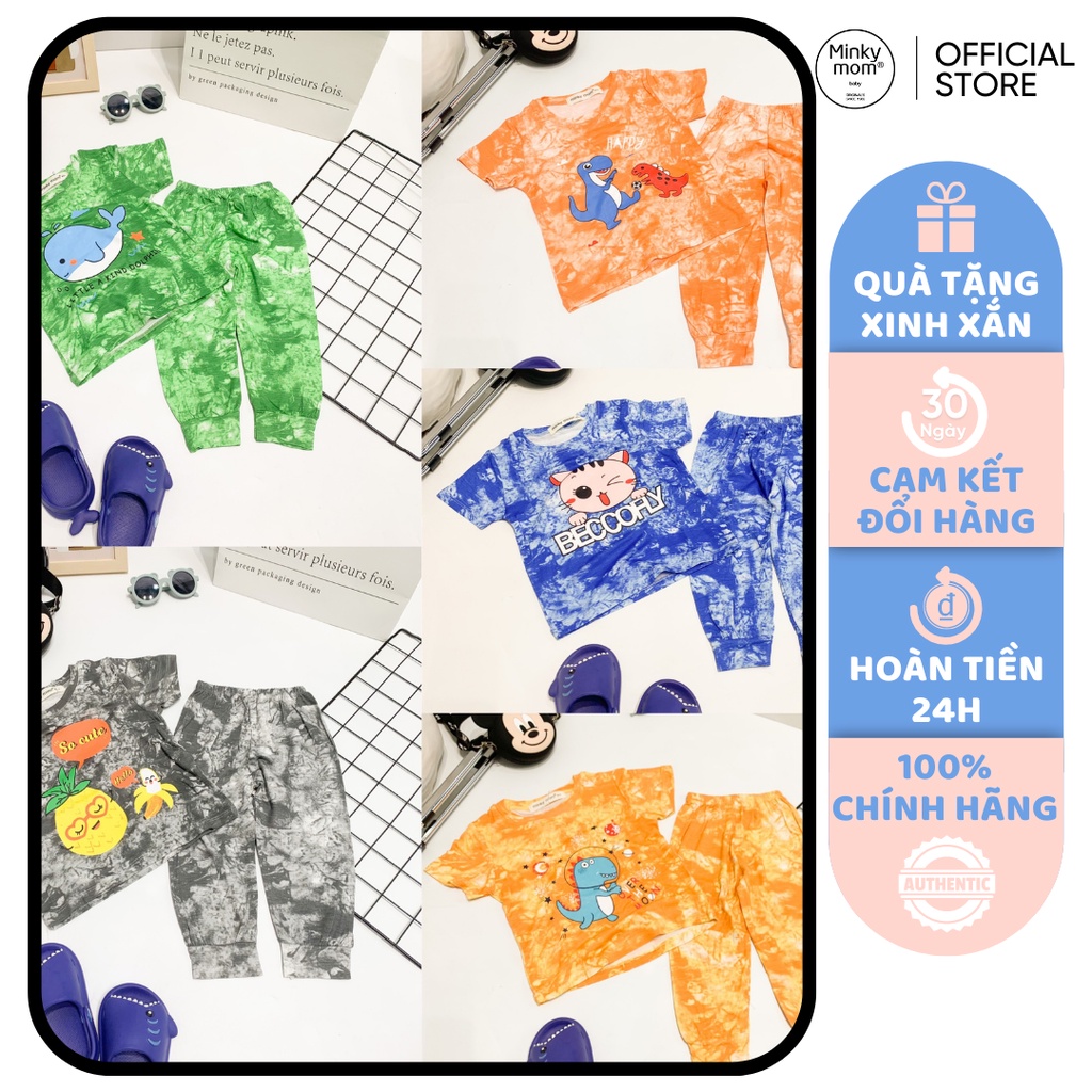 [SALE] Bộ Dài Tay Cho Bé Trai, Bé Gái Minky Mom Vải Thun Lạnh Loang Tye Dye, Đồ Bộ Cho Bé Mặc Nhà Thu Đông MKMTD2203