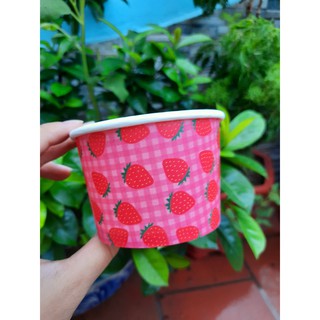 Set 50 cốc giấy đựng kem nắp cầu