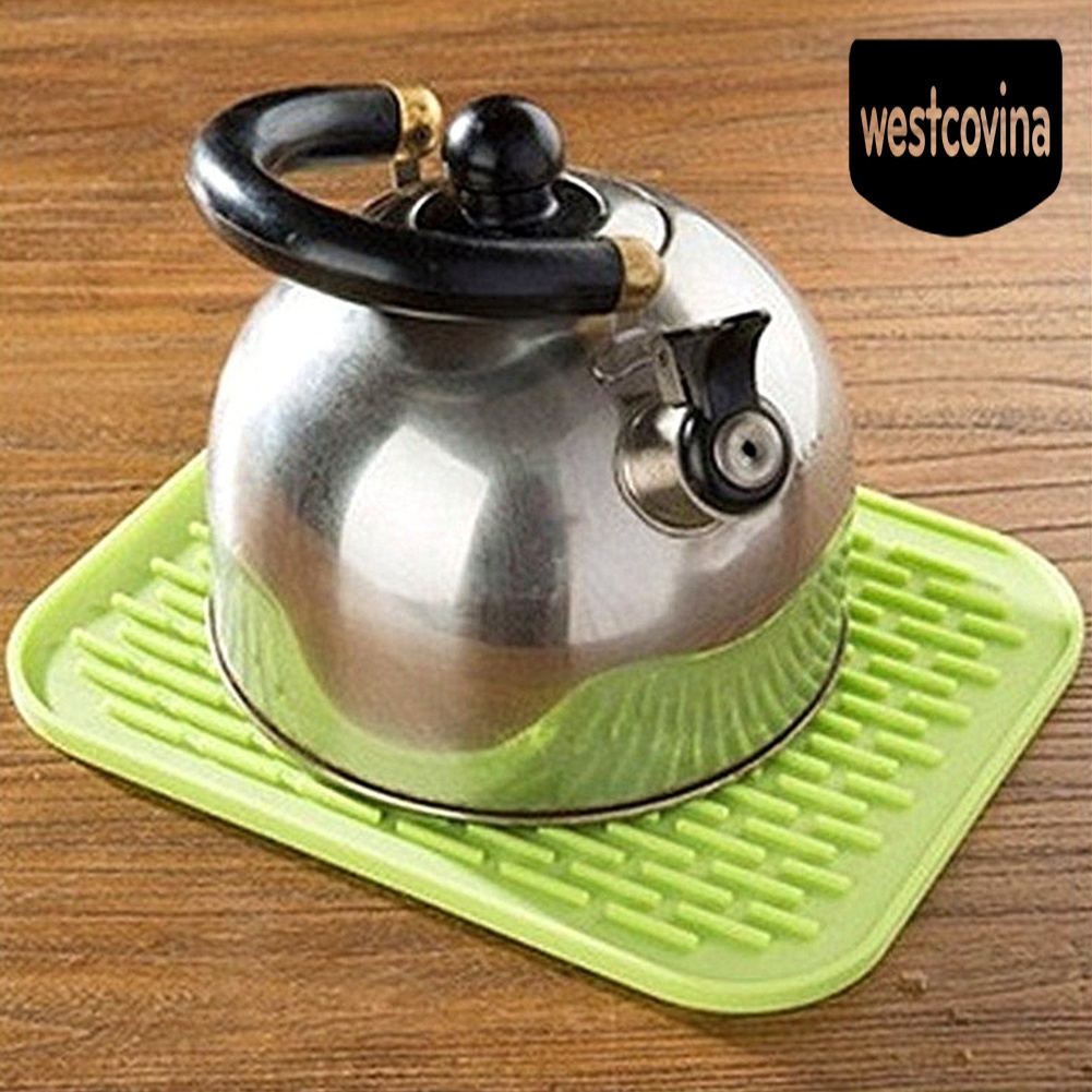 [Hot]☀ Tấm Lót Nồi Bằng Silicon Cách Nhiệt Chống Trượt Hình Vuông Màu Sắc Tươi Sáng