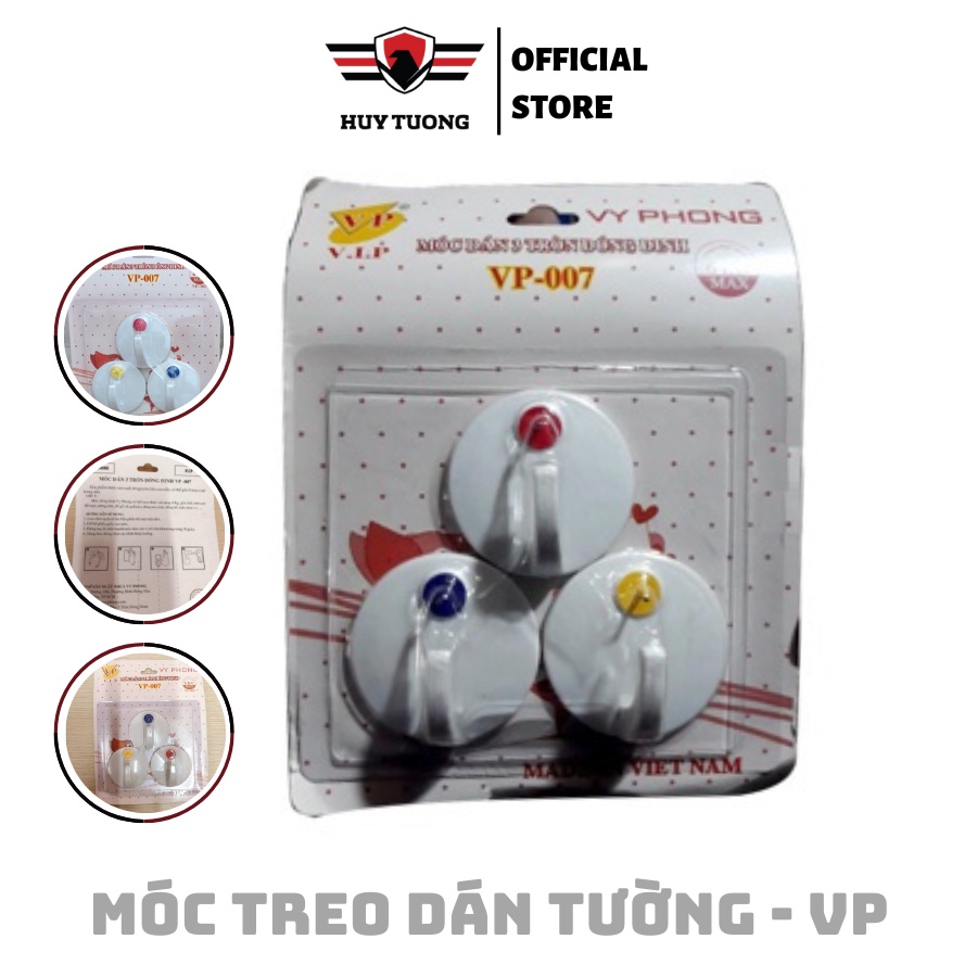 Bộ 3 Móc treo dán tường cực kỳ chắc chắn loại có đinh đóng - HUY TƯỞNG