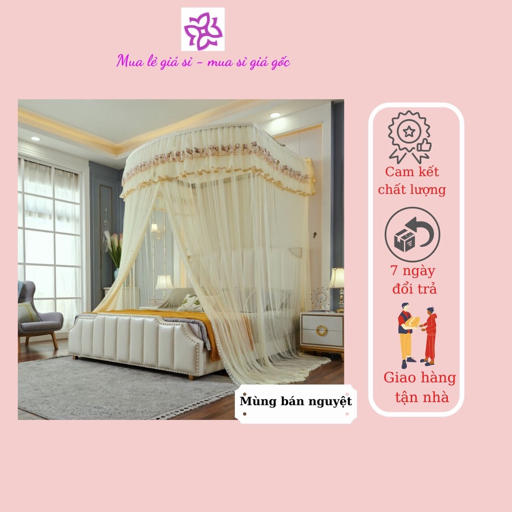 Mùng Bán Nguyệt Nhập Khẩu Nguyên Hộp, Khung Nhôm Hợp Kim , Vải Tuynh Lạnh Cao Cấp Giá Sỉ