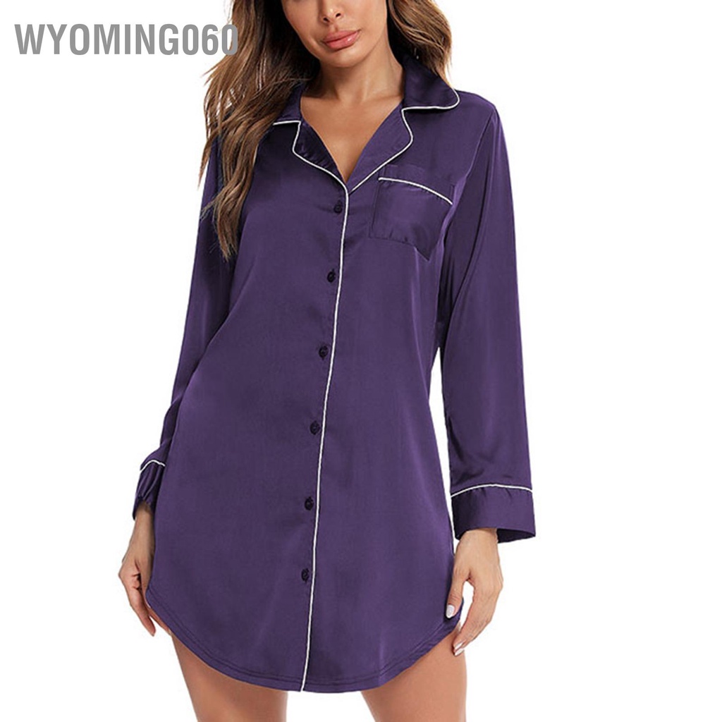 Áo Sơ Mi Ngủ Tay Dài Dáng Rộng Co Giãn Thoải Mái Thân Thiện Với Da Dành Cho Nữ