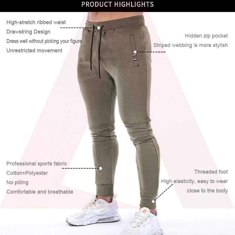 Quần chạy bộ Cotton Có Túi Khóa Kéo Thời Trang Dành Cho Nam Giới