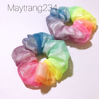 Dây cột tóc scrunchies 2 lớp màu ombres