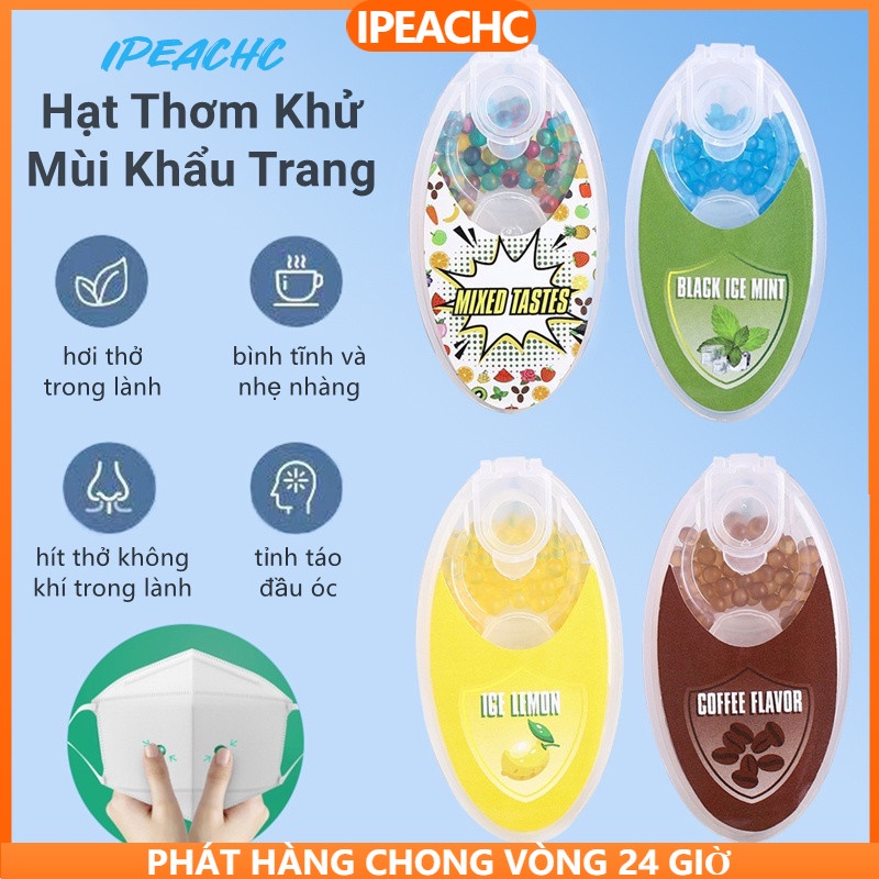 Hộp 100 Hạt Khử Mùi Khẩu Trang, Hạt Làm Thơm Khẩu Trang Khử Mùi Hôi Khẩu Trang và Tạo Hương Thơm Bạc Hà Mát Lạnh