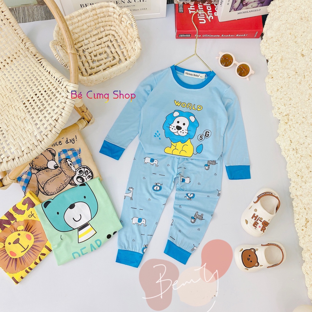 Sale Sốc ! Bộ Dài Tay THUN LẠNH MINKY MOM Họa Tiết  Động Vật  Cho Bé Trai, Bé Gái (SP38)