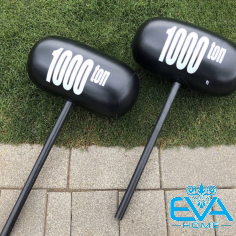 Đồ Chơi Bơm Hơi Búa Tạ Đen Lớn 1000 Ton Big Size Vui Nhộn Kèm Bơm Large Inflatable Hammer 1000Ton With Pump