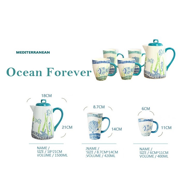 Bộ Bình nước cao cấp sứ tráng men phong cách NHẬT BẢN