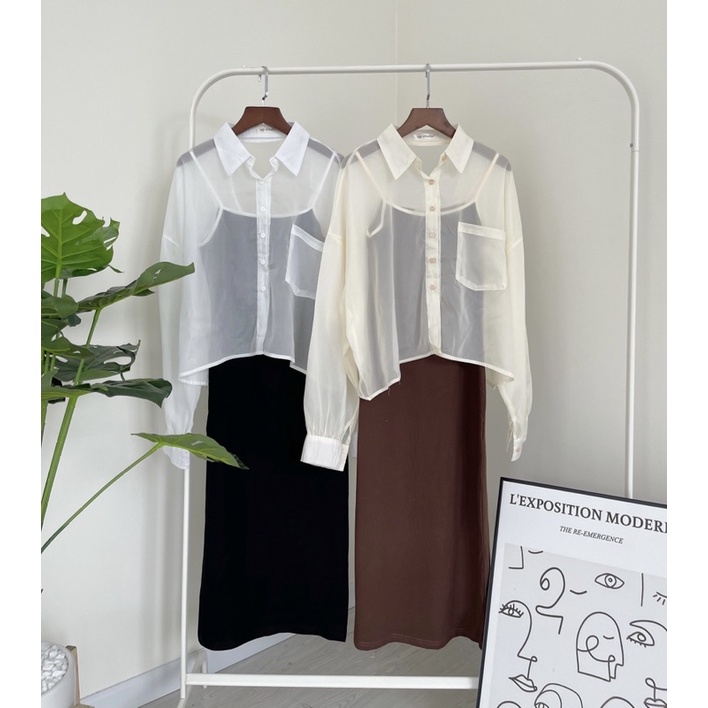 ĐẦM THUN KÈM ÁO VOAN HỞ LƯNG THU ĐÔNG