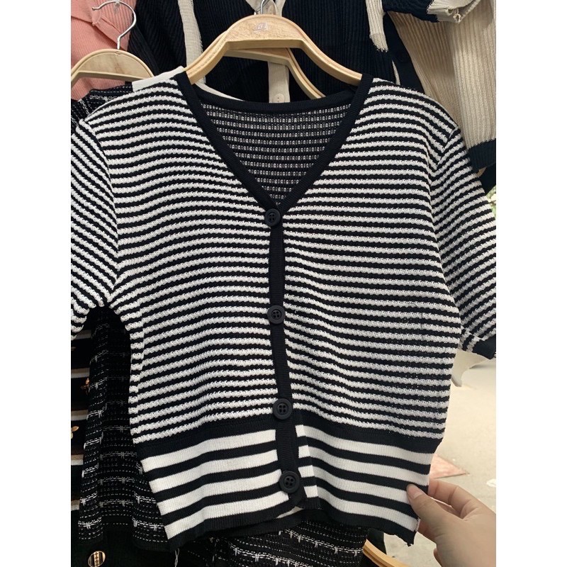 ÁO LEN KẺ TAY BỒNG SIU XINHHHHH ❌KÈM ẢNH THẬT❌