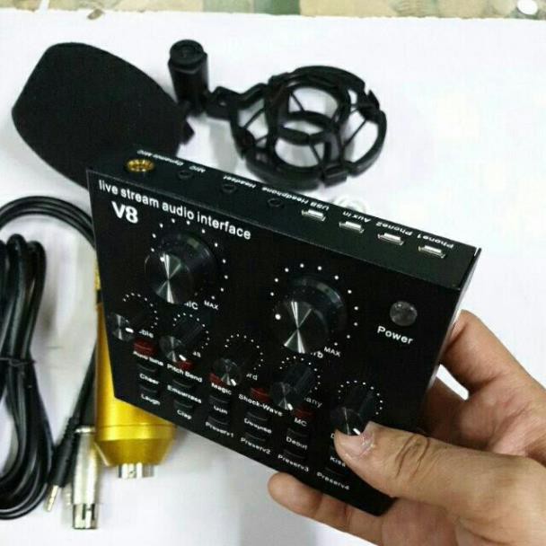 AUTOTUNE livestream combo BM900 SOUND CARD V8 BLUETOOTH bản tiếng anh