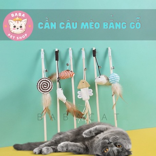 [Đồ Chơi] Cần Câu Gỗ Cho Mèo Có Chuông Vui Nhộn, Đồ Chơi Thú Cưng Bằng Gỗ, Que Chọc Mèo Gỗ- Babapetshop