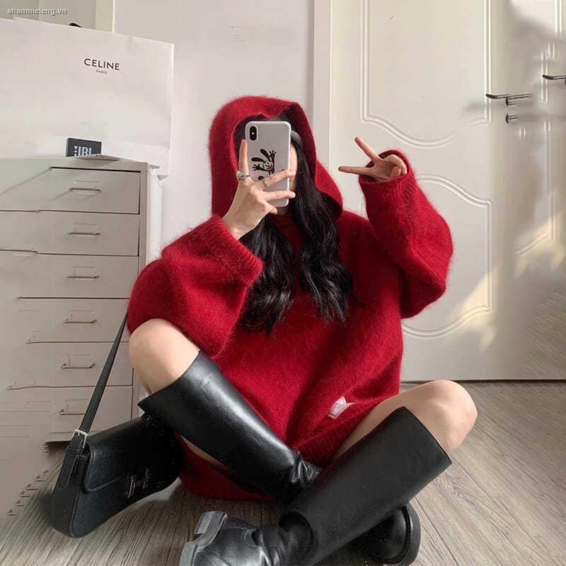 Áo sweater nữ dáng rộng màu trơn retro thời trang Hàn Quốc 2022