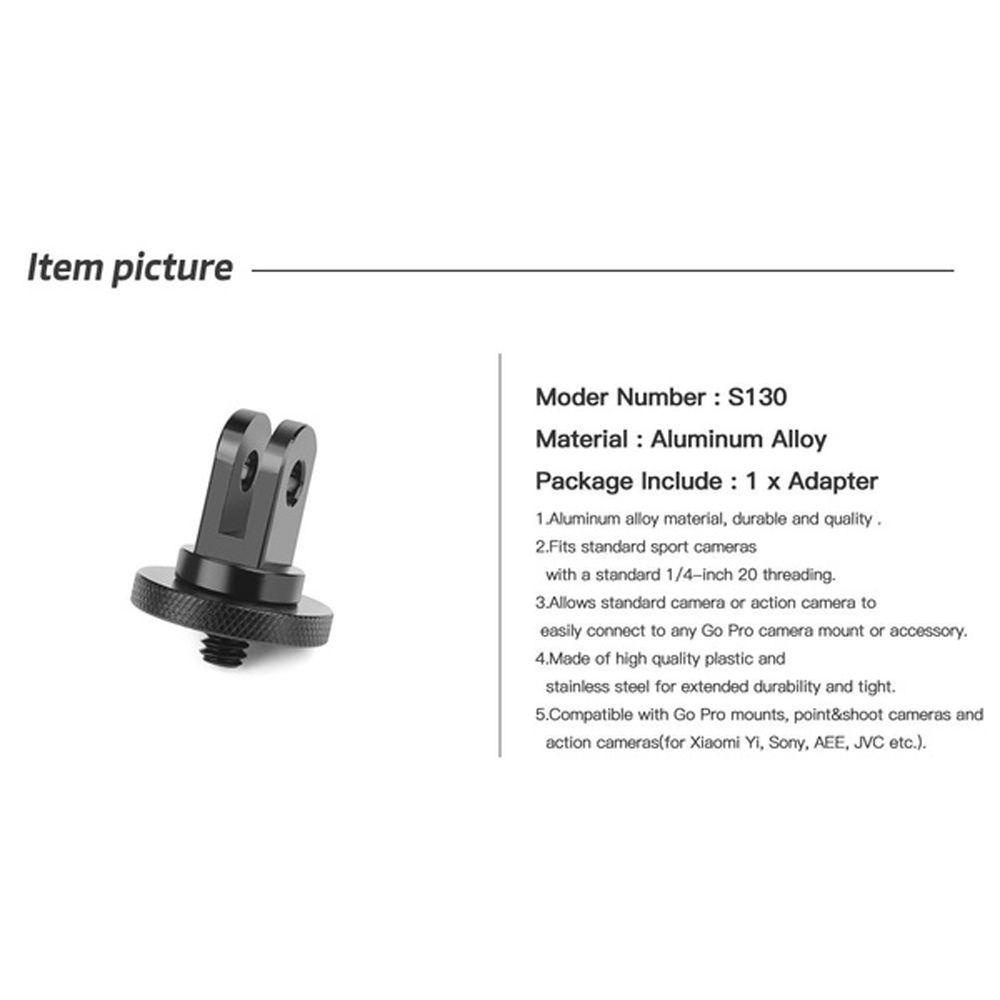 Đầu Chuyển Đổi Lỗ 1 / 4 inch Hợp Kim Nhôm Màu Đen Cho GoPro