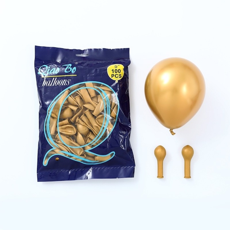 Set 100 Bong Bóng Cao Su 5 Inch Màu Vàng Hồng Dùng Trang Trí Tiệc Cưới/Sinh Nhật