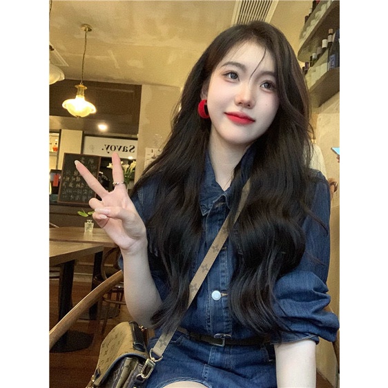 Đầm denim Tay Dài Eo Cao Phong Cách Pháp Mới Mùa Thu Đông Dành Cho Nữ 2021