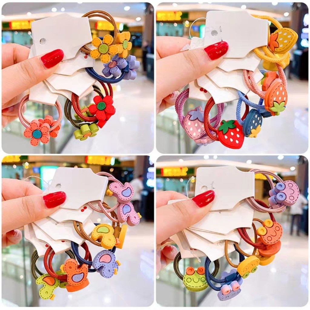 SET 5 CẮP CỘT TÓC CHO BÉ GÁI HÌNH TRÁI CÂY HOẠT HÌNH ( DÂY 10C)