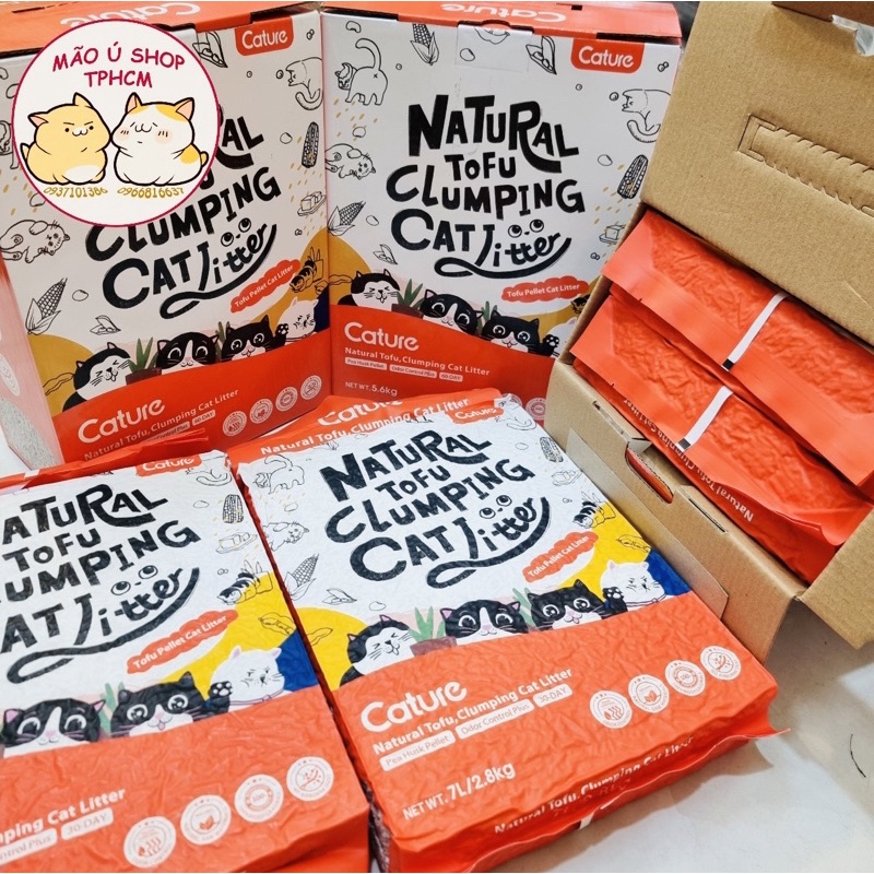 CÁT CATURE ĐẬU NÀNH (HỘP 6L)-CÁT HỮU CƠ CHO MÈO -NATURAL TOFU CLUMPING CAT LITTER