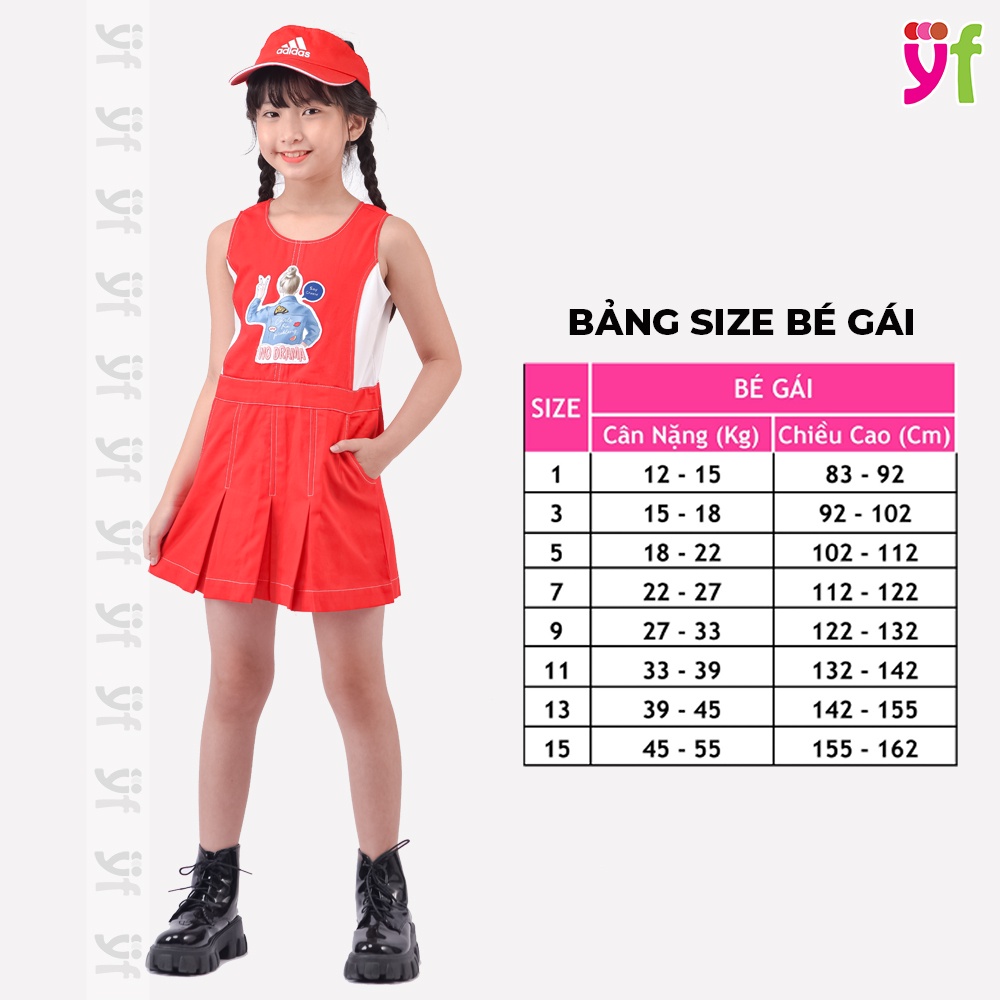Đầm Bé Gái TT "NO DRAMA" Màu Cam YF, chất liệu chambray mềm YDX044-0