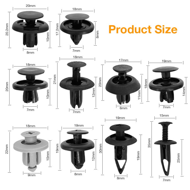 Set 100 đinh tán SEAMETAL bằng nhựa cho xe hơi