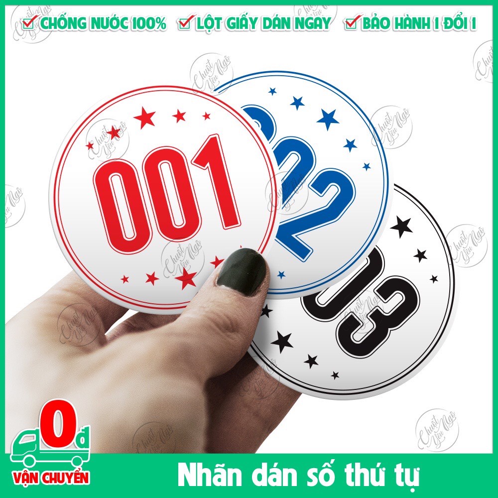 Bộ nhãn dán số thứ tự , số bàn, số phòng , số báo danh số từ 1-25, có keo sẵn cáng màng chống thấm nước ( NT 68 )