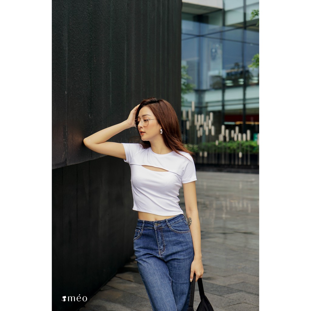 Áo dệt kim croptop ngắn tay Gin [Méo Shop]