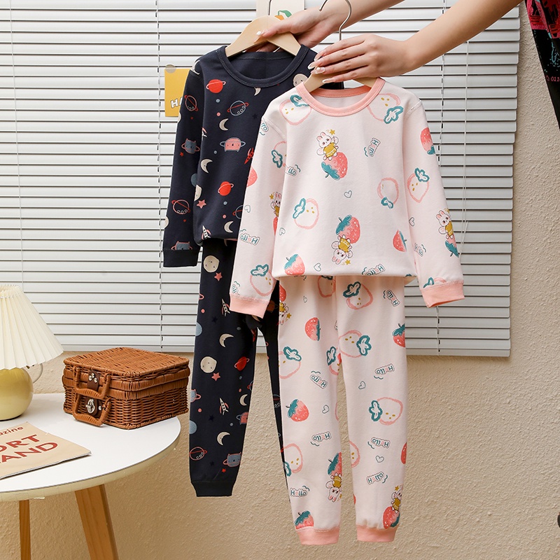 Bộ Đồ Ngủ 2 Món Bằng Cotton 100% Không Đường May Dễ Thương Chất Lượng Cao Cho Bé Gái