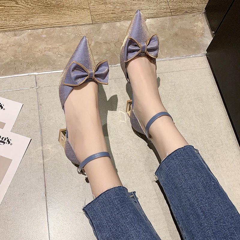 Giày Cao Gót Mũi Nhọn Cài Khóa Phong Cách Pháp Thời Trang Mùa Hè Hàng Mới 2022 Dành Cho Bạn Nữ