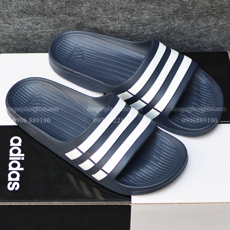 DÉP ADIDAS DURAMO CHÍNH HÃNG MÀU XANH NHỚT SỌC TRẮNG