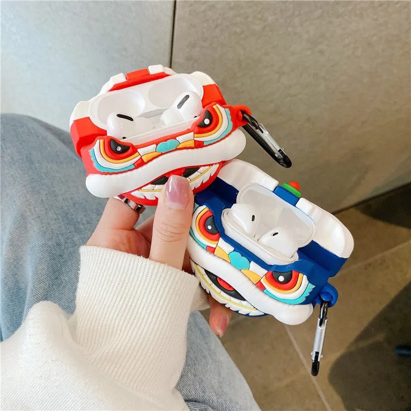 [Ảnh Thật]Vỏ Bảo Vệ Case Hộp Đựng Tai Nghe Apple Airpods 1/2 Pro Mẫu Hình Đầu Kỳ Lân May Mắn